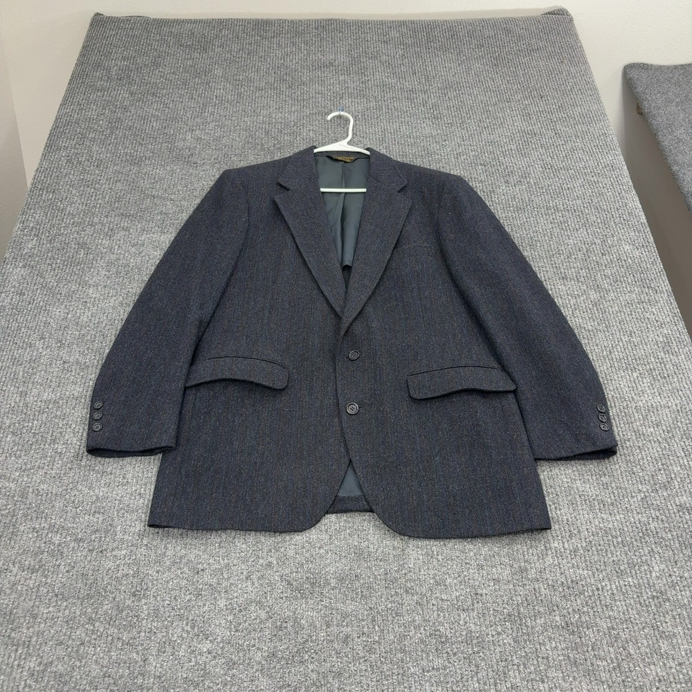 Vintage Adams Row x Anderson Little Blazer Mens 42 Grey Wool Herringbone Classic
